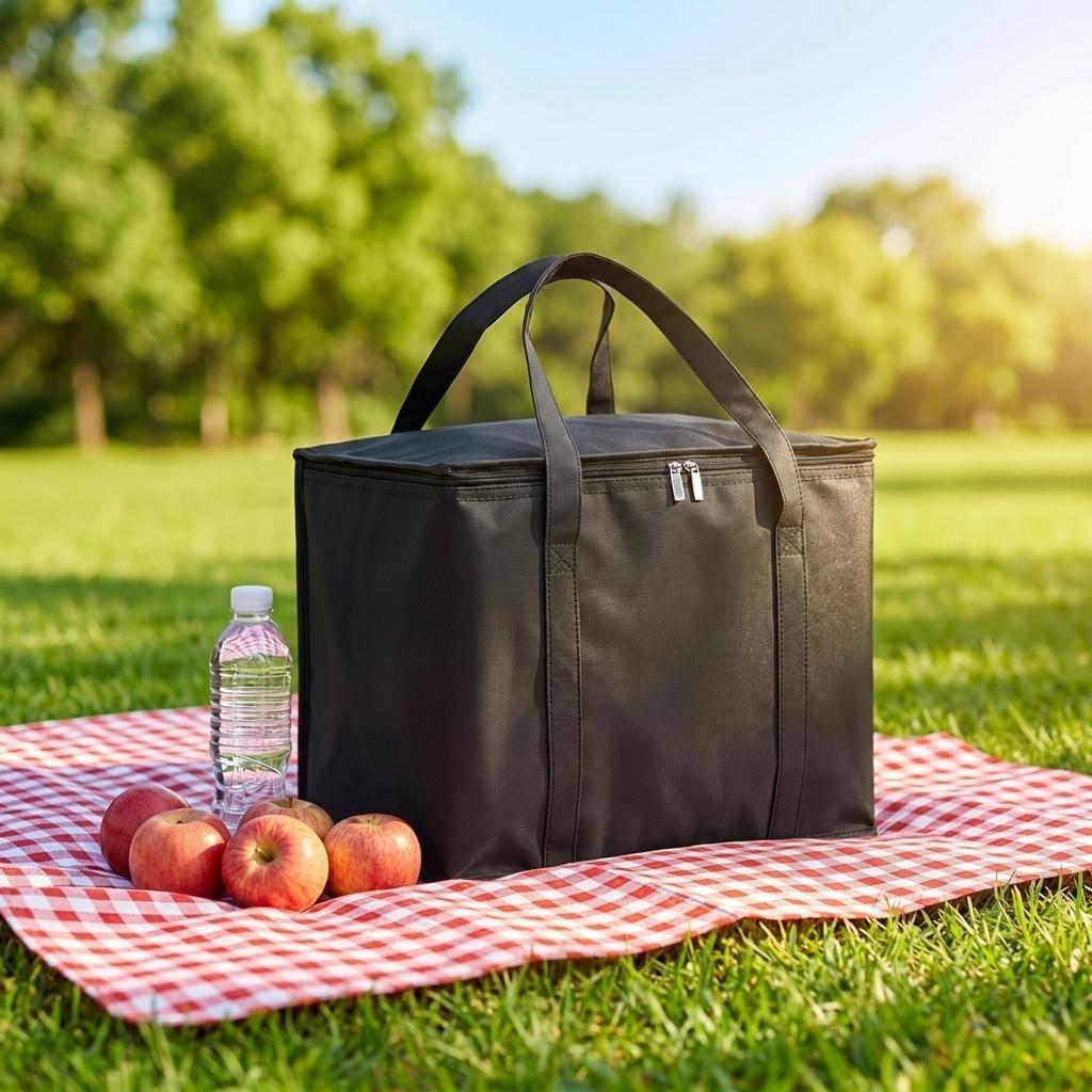 Large Capacity Non-Woven Cooler Bag with Zipper and Aluminum Foil for Food Delivery and Cold Storage