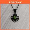 Gothic Pendant Necklace With Green Moonstone And Cross Chain For Party Wear