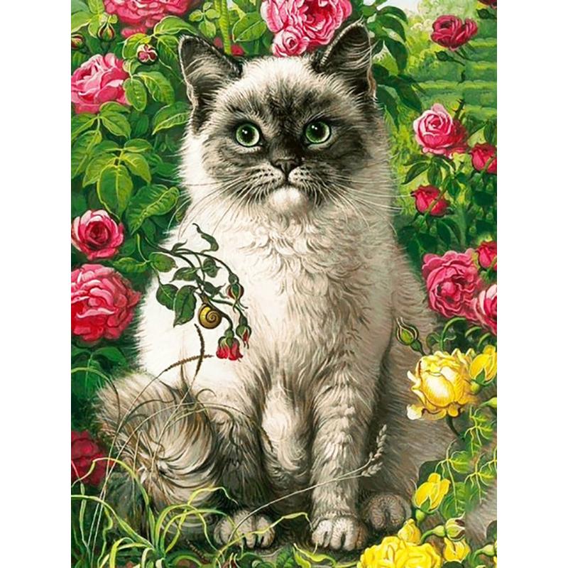 DIY 5D Flowers Diamond Mosaic Animal Diamond Painting Cat Diamond Embroidery Cross Stitch Picture Of Rhinestones Handcraft Gift
