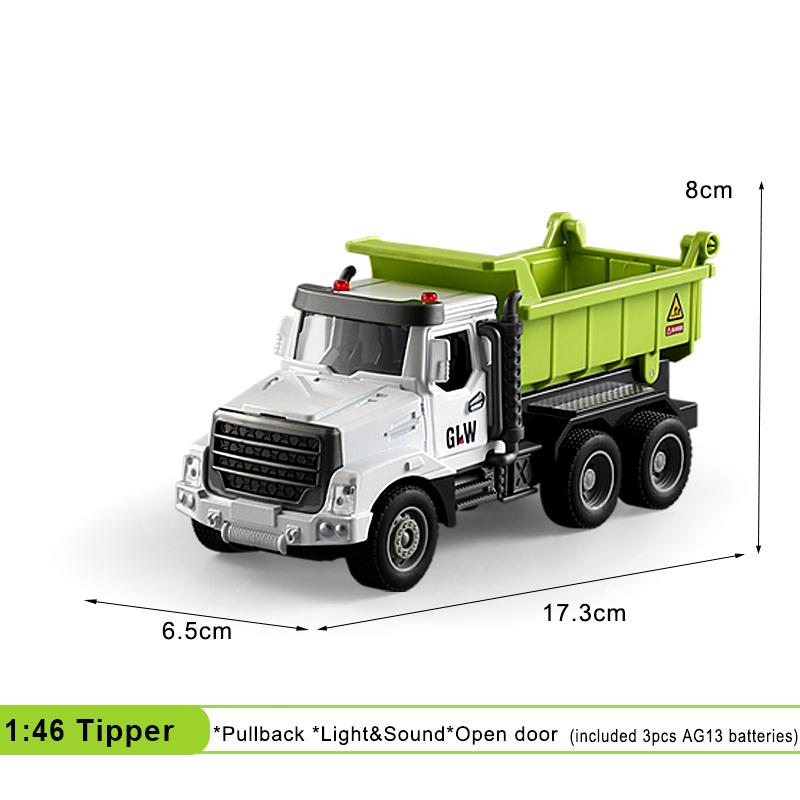 Dump Truck Alloy+Plastic Diecast Model Engineering Transport Play Vehicles Toys Sound Light Pull Back Collection Gift For Kids
