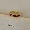 Vintage Red Drip Oil Open Ring Women Geometric Cool Sweet Exquisite Adjustable Band Fashion Accessory Christmas New Year Gift