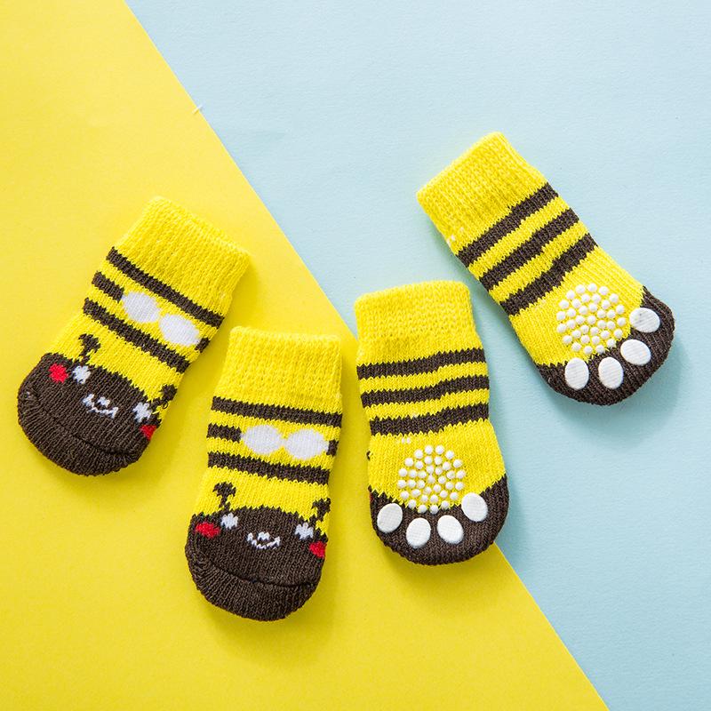 Four Seasons Non-Slip Pet Socks with Big-Eyed Cartoon Design