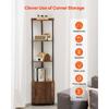 VEVOR 5 Tier Corner Shelf, Tall Corner Stand with LED Light and Doors, Wall Shelves Tower Storage Organizer, Metal Frame & Wooden Shelves
