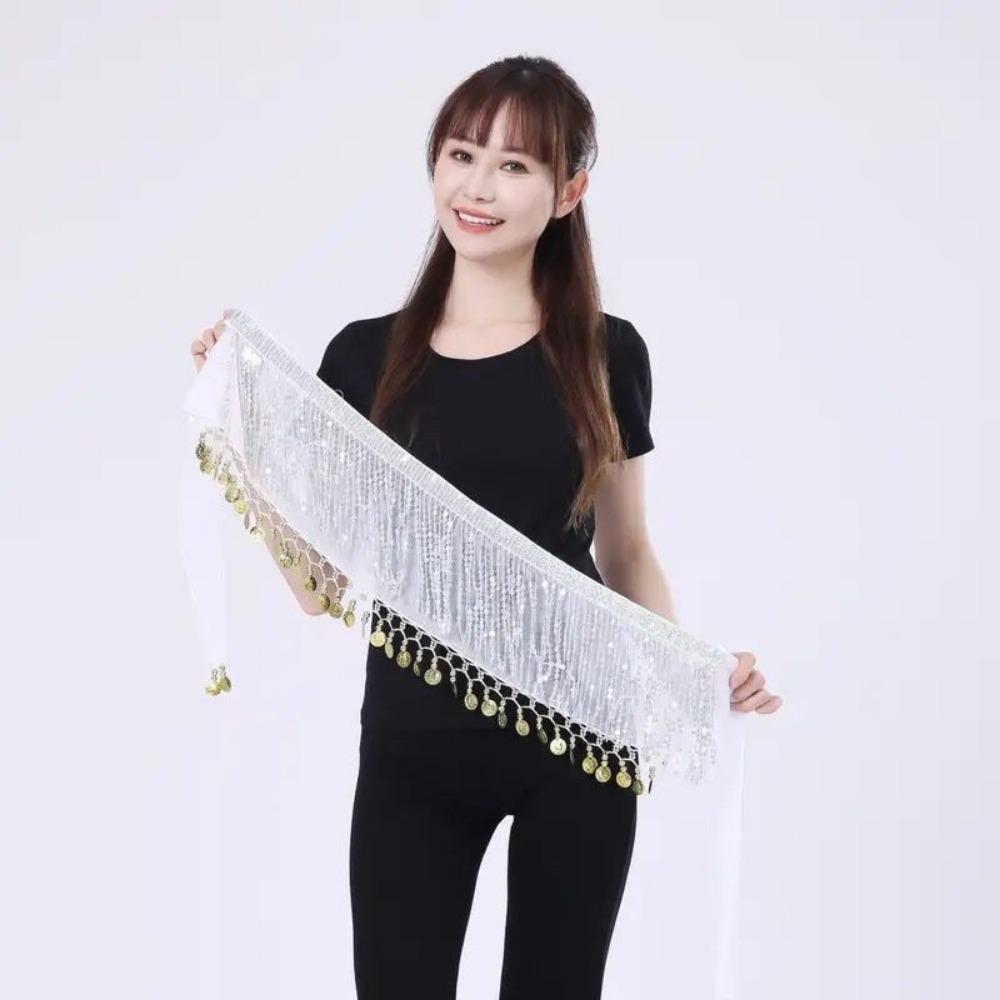 

Stylish Sequins Belly Dance Hip Scarf Tassel Comfortable Fringes Hip Scarf Belt Waist Skirt Dancer Costume