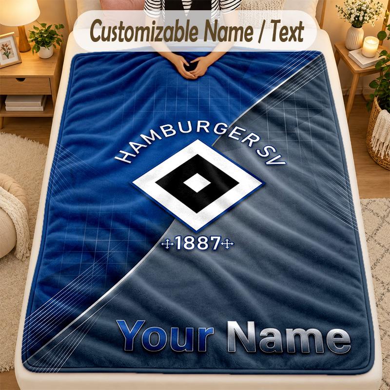 Flannel BlanketHamburger SV Custom Name Text Personalized Soft Warm Throw Blanket Home Decor Gift
