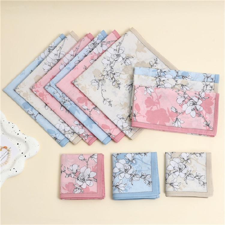 1PC Cotton Women Handkerchief Hanky Kerchiefs Square Printing Flowers Hankies
