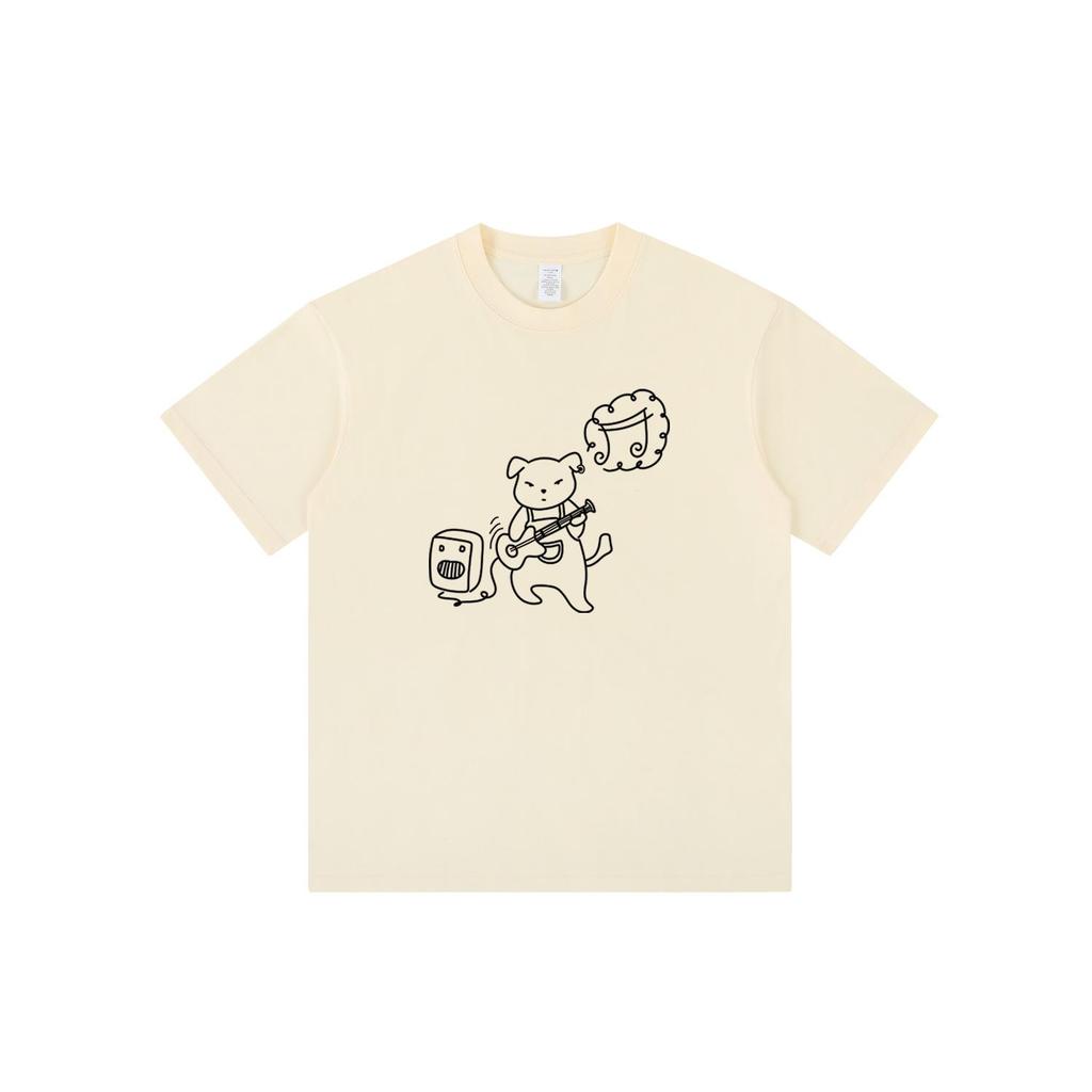 Cartoon Doodle Print Short Sleeve Cotton T-Shirt - Fun & Loose Summer Couple Wear