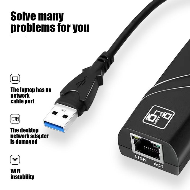 100/1000Mbps USB 3.0 Wired Network Card USB To RJ45 Type C To RJ45 LAN Ethernet Adapter for PC Macbook Windows Laptop Game