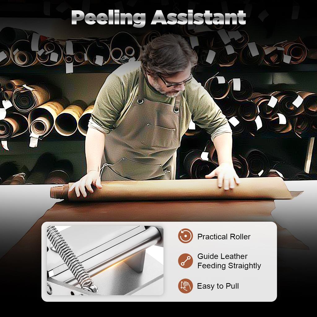 Premium Manual Leather Peeling Machine & Splitter – 304 Stainless Steel,Tabletop Mount,10cm Width,0.5-5mm Thickness Adjustable