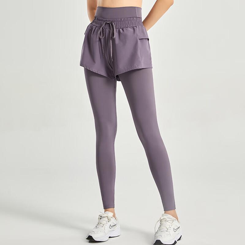 Women s High-Waist Faux Two-Piece Yoga & Fitness Pants