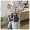 Ethnic Style Canvas Handheld Bucket Bag for Women Fashion Retro Shoulder Purse