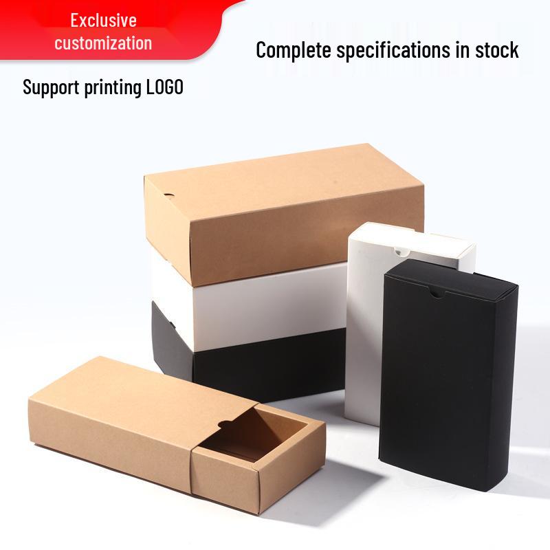 

Подарочная коробка из крафт-бумаги - Упаковка-выдвижной ящик из картона для чая, украшений и носков White Cardboard #1/ 9.7*9.7*3.7