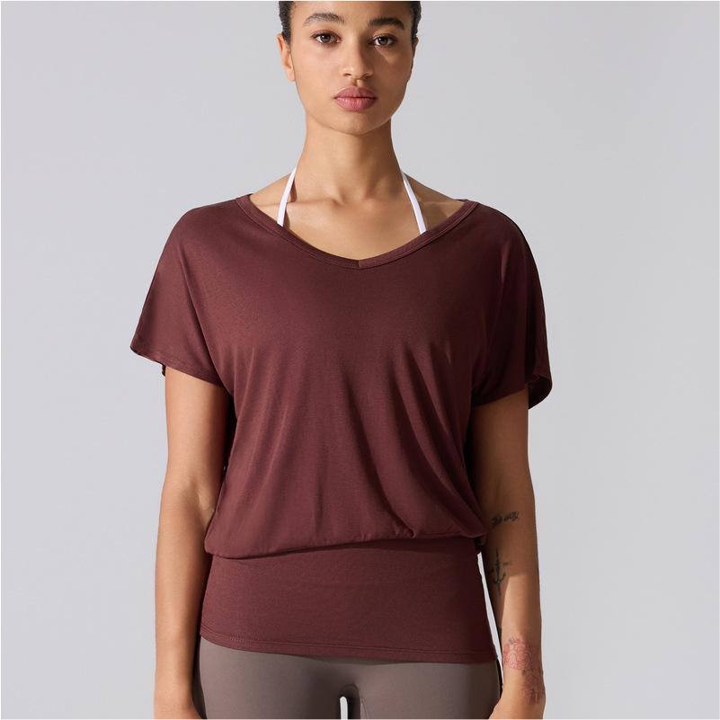 Yoga clothes new breathable skin-friendly short-sleeved t-shirt sports dance running training elastic fitness clothes top