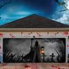 Halloween Garage Door Banner - A Terrifying Figure with a Lamp - A Thrilling Entrance Halloween Night - Party Decoration