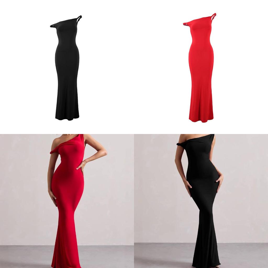 Sexy Elegant Off Shoulder Bodycon Dress With Handcrafted Splicing For Evening And Party Wear