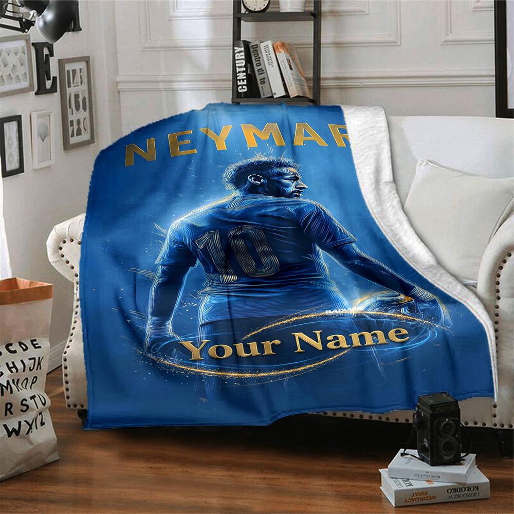 Star Neymar Personalized Name Blanket Cozy Personalized Blanket Durable Comfort Suitable for Home Decor Living Room Office Chair Bed