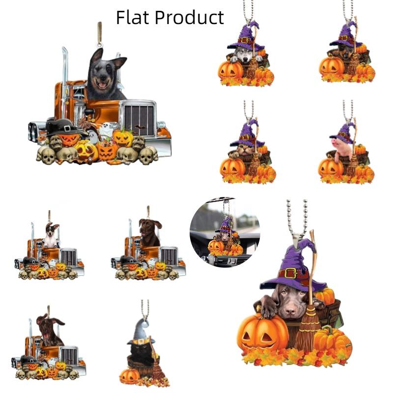 Halloween Pumpkin Cat And Dog Car Hanging Decoration For Home Acrylic Material Cartoon Style In 10 Colors) Perfect For Cross-border Export