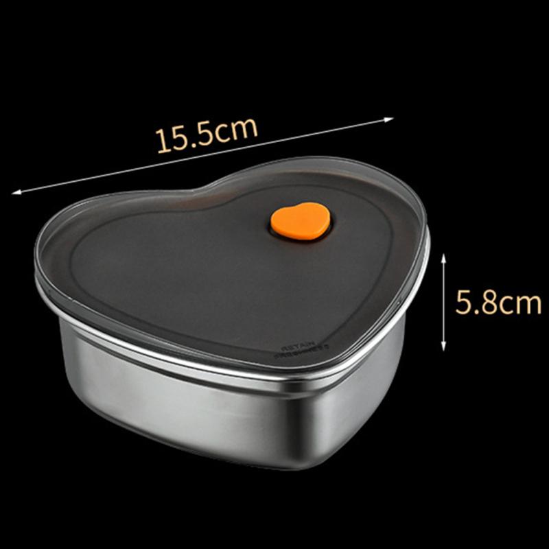 Hjerteformet matboks Bento-boks Forseglet Lekkasjesikker 304 Rustfritt Stål Matbeholdere Med Plast
