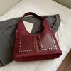 Rivet Pocket Design Underarm Tote Bag For Women Fashion Commute Shoulder Bag 2025 Autumn Winter Handbag Designer Shopping Bag