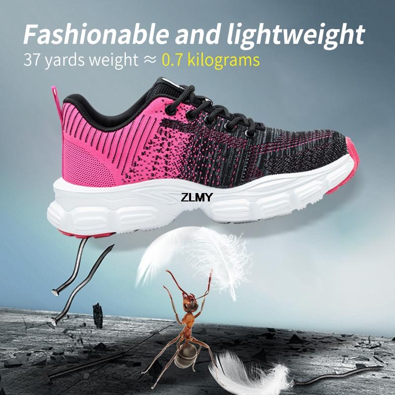 Breathable Women Safety Shoes Anti-smash Anti-puncture Steel Toe Sneaker Woman Outdoor Work Safety Boots Light Work Shoes Famale