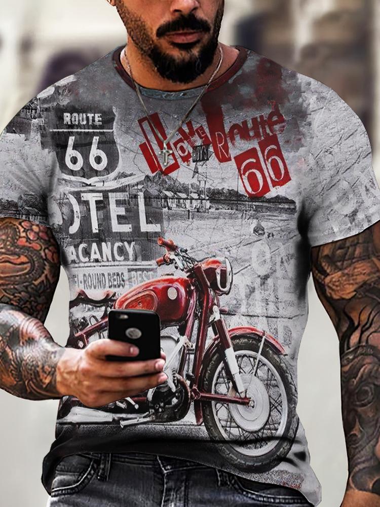 Vintage Street Exploration 3D-gedrucktes Herren-T-Shirt Neues Trend-T-Shirt Vintage Locker Sommer Rundhals Kurzarm Unisex-Oberteil