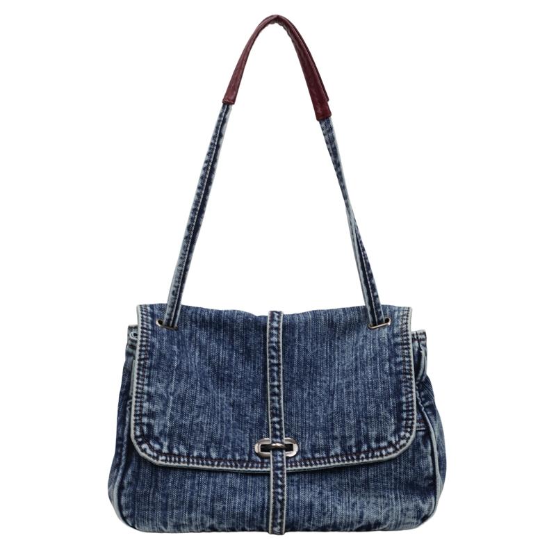 

Denim Large Capacity Shoulder Bags Sewing Solid Color High Quality 2026 New Bags for Women Versatile Commuting Casual Totes