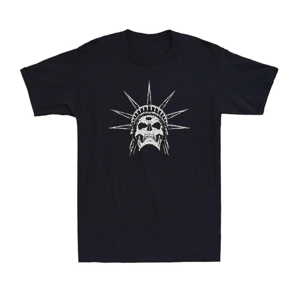 Statue Of Liberty Skull USA Gothic Biker Vintage Novelty Men s Cotton T-Shirt S