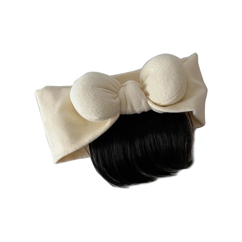 

Stylish Bowknot Headband Infant Wig Bangs Hairpiece 0-1Y Newborns Headwear Solid Color Hairband Decor for Baby Girls покинуть белый