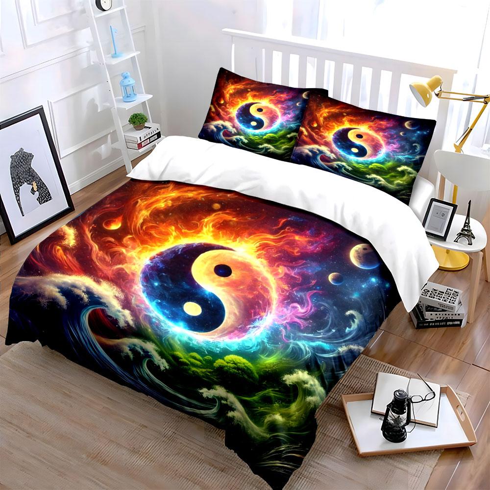 Yin Yang Elements Decor Set Soft Comfortable Duvet Cover Bedding Set Included 1*Duvet Cover & 2*Pillowcases, Gift