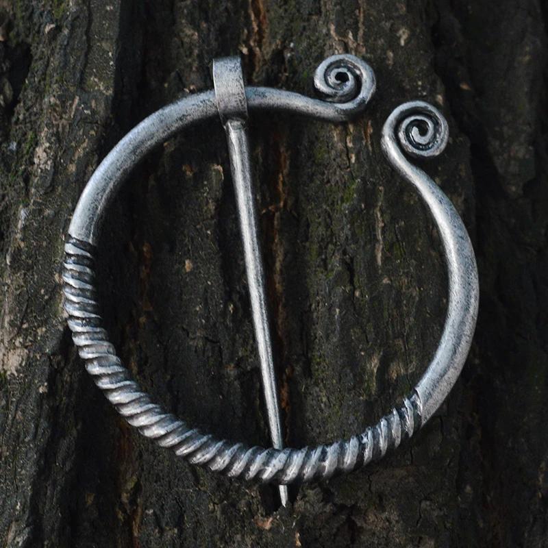 Ancient Bronze Silver Color Pin Belt Nordic Buckles Brooch Buckle Cloak Cloak Button Medieval Viking Jewelry Gift for Men