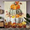 Christmas Pumpkin Maple Leaf Printed Curtains Decorations Home Room Curtain Polyester