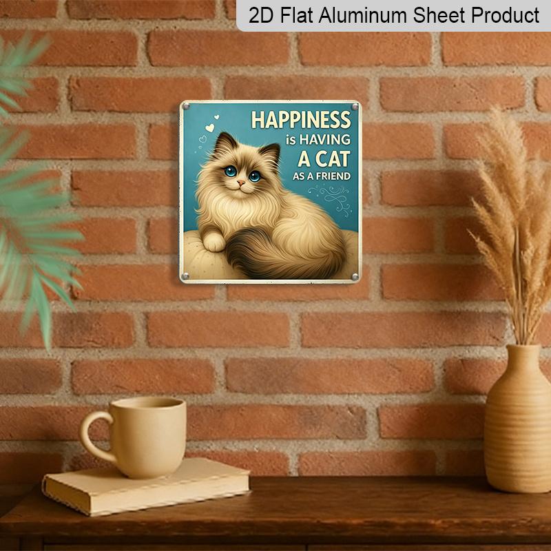 2D Flat - 1pc Vintage Cute Cat Aluminum Wall Decor, Cute Cat Quote Sign, Perfect for Bedroom, Entryway, Porch, Patio, Garden, Fence, Courtyard