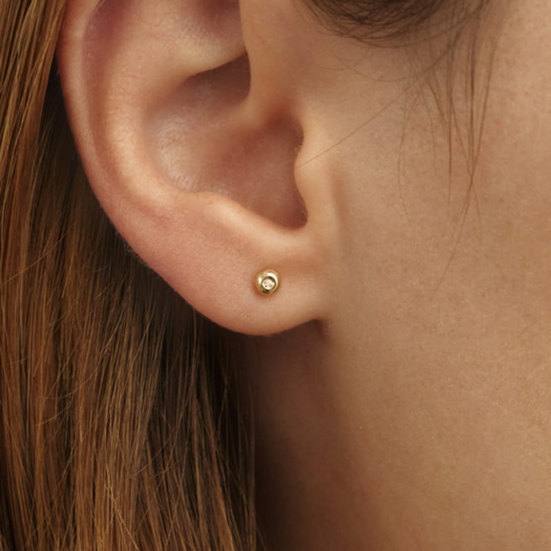 LUNNE 14k Diamond Sphere Ball Earrings (14k Gold) #LCE02