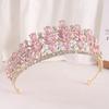 DIEZI Corona de Cristal Ópalo Verde Rosa Dulce Tocado Nupcial Accesorios para el Cabello Elegantes Tiaras de Reina Diademas para Vestido de Boda de Niñas