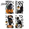 Indoor Halloween Ornament 4 Sheets Black Cat Window Clings, Spooky Pumpkin Reusable PVC Static Decal Sticker, Double Sided Decals for Glass