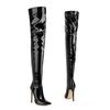 Over-the-Knee Boots Women's Red Boots Glossy Patent Leather Boots Sexy Thighs Boots Pole Dancing Boots Pointed Heels