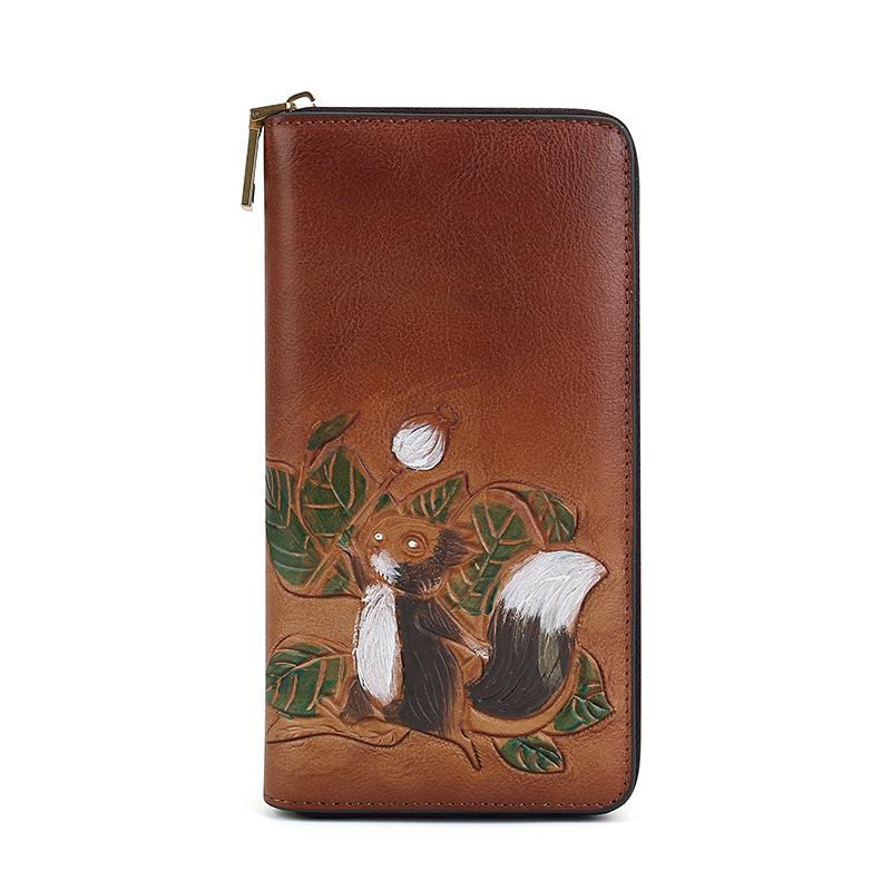 A Genuine Leather Retro Color-erased Wallet with Multiple Compartments and Large Capacity, A Business Clutch Bag