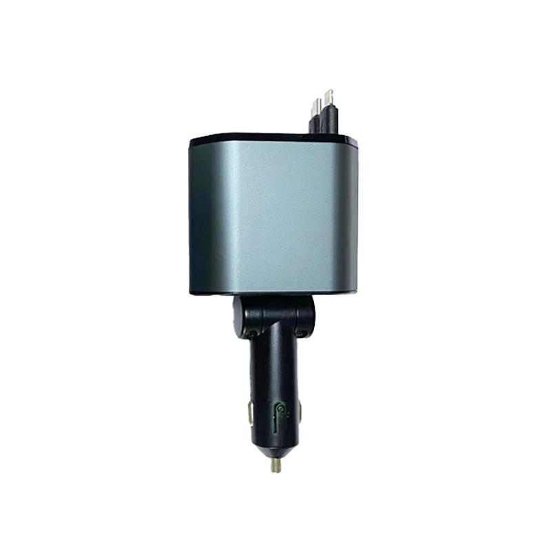 

Автомобильное зарядное устройство 120 Вт PD быстрое зарядное устройство с 2 выдвижными кабелями Type C быстрое автомобильное зарядное устройство для iPhone Huawei Samsung