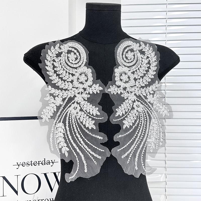 1Pair Gold Black Hand-Sewn Glass Drill Mirror Flowers Sparkling Rhinestone Coats Waistbands Shoulders Wedding Dress Diy Patch