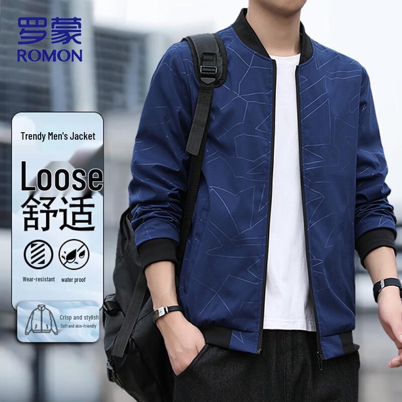 

ROMON Men s Fall Business Casual Stand-Collar Jacket 4XL