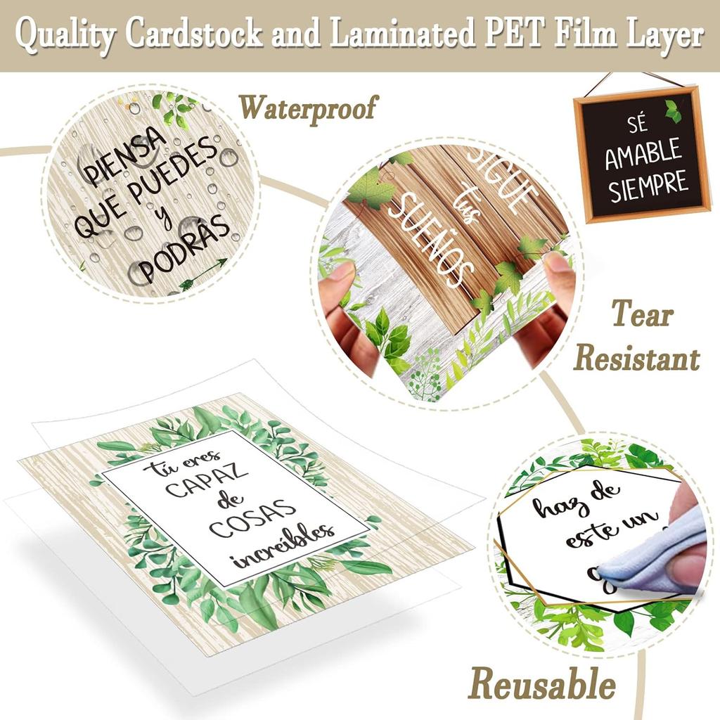 gisgfim 19 Pieces Bienvenidos Spanish Posters Spanish Motivational pirational Banner with Adhesive Dots for Kids Students Teacher Classroom