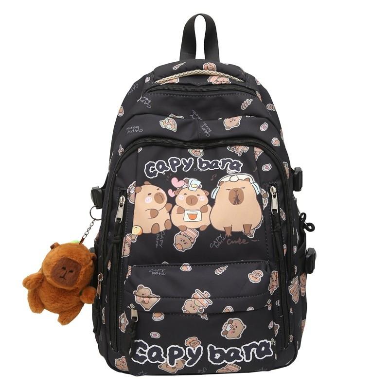 Capybara Cartoon Pattern Backpack Large Capacity Shoulders Bag Gift Children