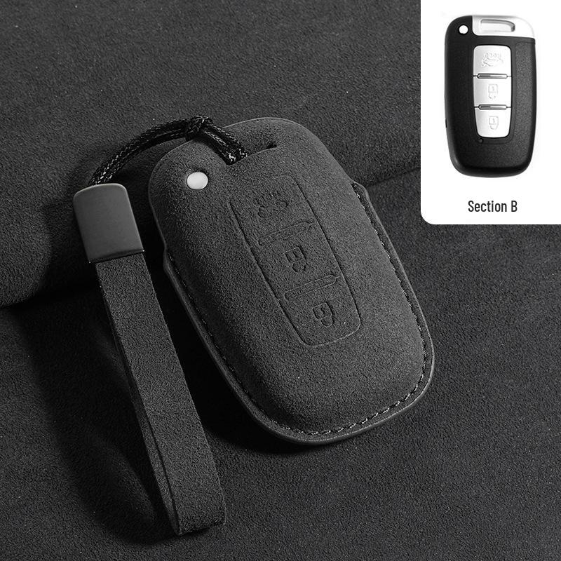 Wildleder Schlüsselanhänger Hülle für Kia Sportage, K2, K5, Forte