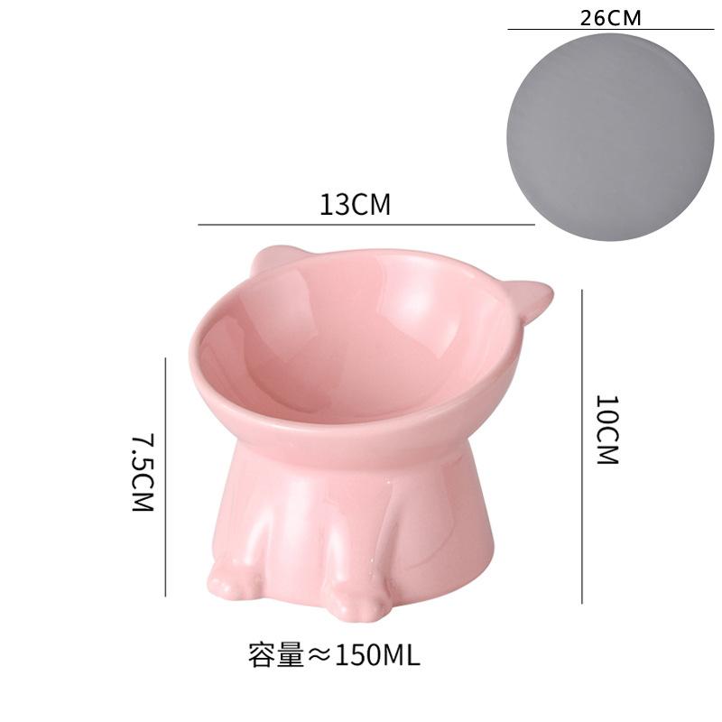 Ceramic Cat Bowl Anti Spill Elevated Cat Food Dish Slanted Design Neck Protection Pet Feeding Bowl