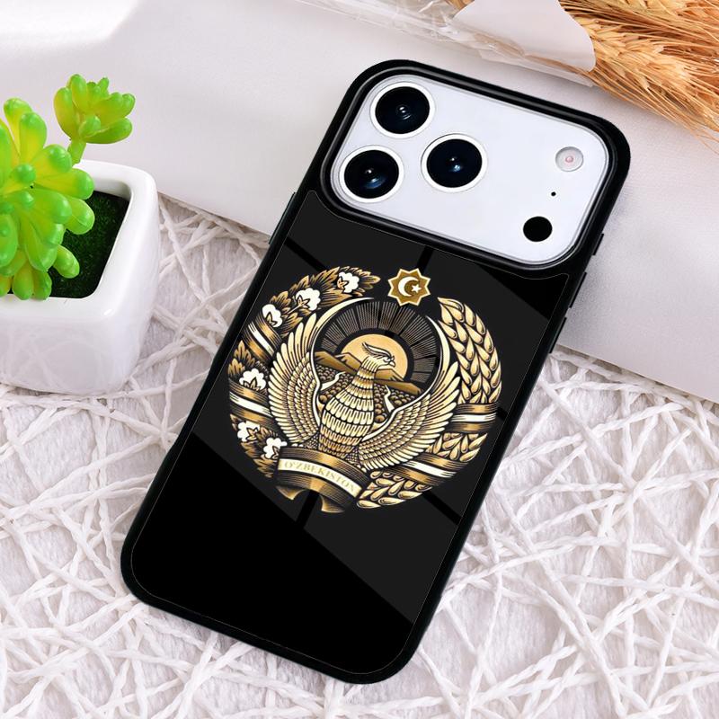 Emblem of Uzbekistan National Flag Phone Case for iPhone 17 Air 16 15 11 12 14 13 Pro Max Shockproof Cover