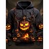 Felpa con Cappuccio da Uomo per Halloween Stampa Zucca Classica Quotidiana Pullover Casual Felpa per Uscite di Vacanza Manica Lunga con Cappuccio Zucca