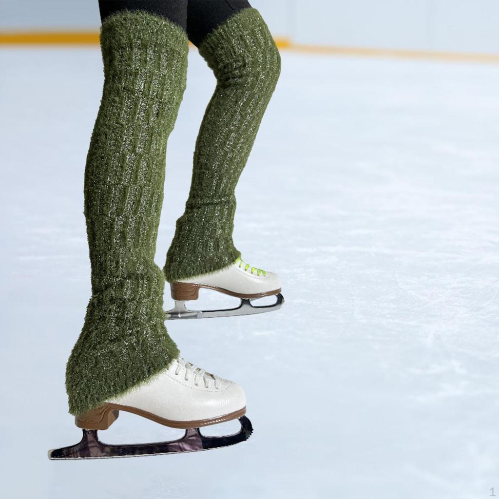 Figure Skating Leg Warmers Cable Knit Long Socks Lightweight Sleeve Over Knee High Footless