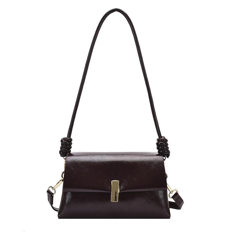 Fashion Small Square Bag For Women  Texture Commuting Underarm Bags For Work Retro Oil Wax Leather Shoulder Crossbody Pack