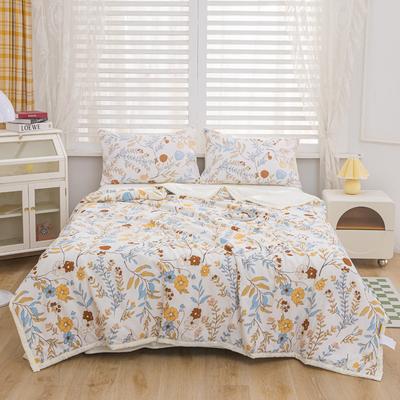 Fresh Floral Pattern Summer Quilt Skin-friendly Air Conditioning Thin Comforter Home Dormitory Thin Blanket Machine Washable