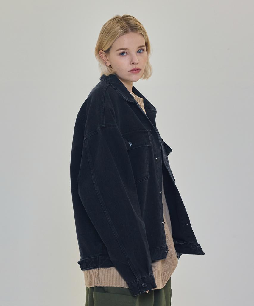 Cargobros For Woman Oversized Trucker Denim Jacket (Black)